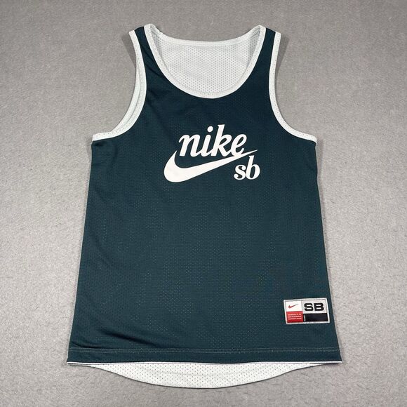 Nike SB Jersey Mens Medium Green White Reversible Basketball Streetwear Hoop - Picture 1 of 12